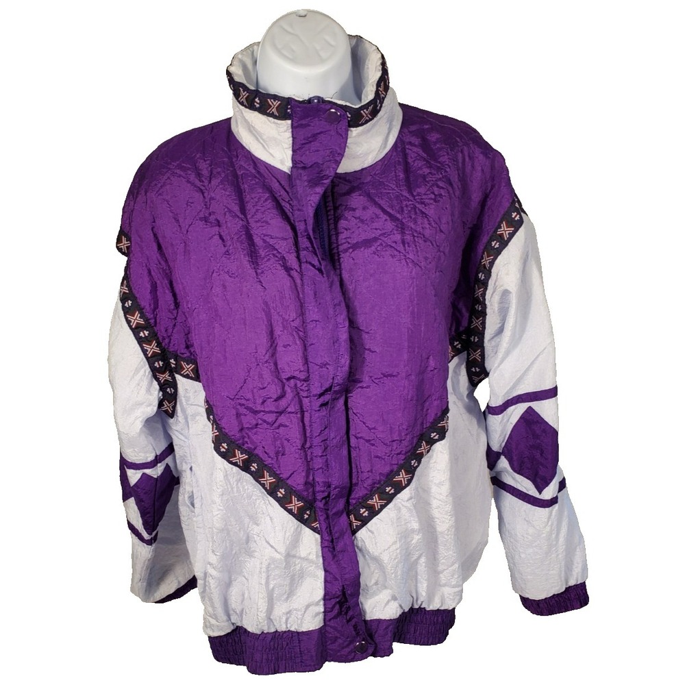 Vintage Active Horizon Windbreaker Jacket Purple/ White Women's Medium 80's/ 90s
